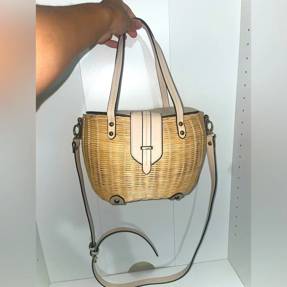 Basket bag✨woven bag straw bag summer purse picnic bag shoulder bag crossbody